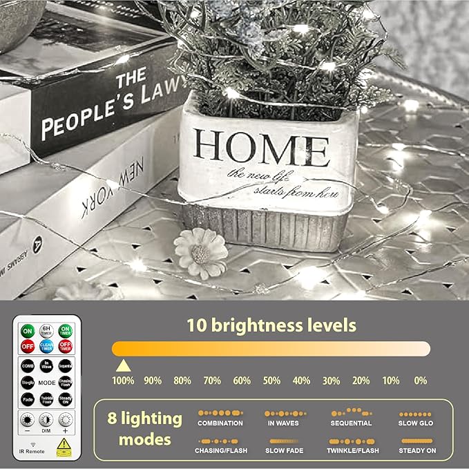 HXWEIYE 6 Pack Rechargeable Fairy Lights Battery Operated with Remote & DIY Timer, 7ft 20LED Mini Twinkle String Light for Mason Jar DIY Wedding Table Centerpieces Party Bedroom Christmas (White)