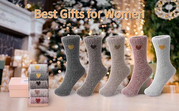 SISOSOCK Fuzzy Cozy Warm Socks for Women-Winter Home Thick Wool Soft Sleeping Socks-Perfect Gifts for Women