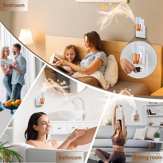 1 Pcs Wall Fragrance Plug in with Night Light Compatible with Bath and Body Works Wallflowers, with 3-Speed Adjustable Fragrance Essential Oil Diffuser for Home, White