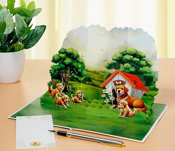 CUTPOPUP Birthday Card Pop Up, 3D Birthday Greeting, Golden Family, All Occasions