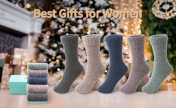 SISOSOCK Fuzzy Cozy Warm Socks for Women-Winter Home Thick Wool Soft Sleeping Socks-Perfect Gifts for Women