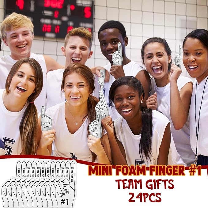 Sinmoe 24 Pcs Mini Foam Finger Baseball Fan Mini Foam Finger, We're #1 Sports Themed Party Supplies for Baseball Hockey Football Basketball Events Team Gifts(White)