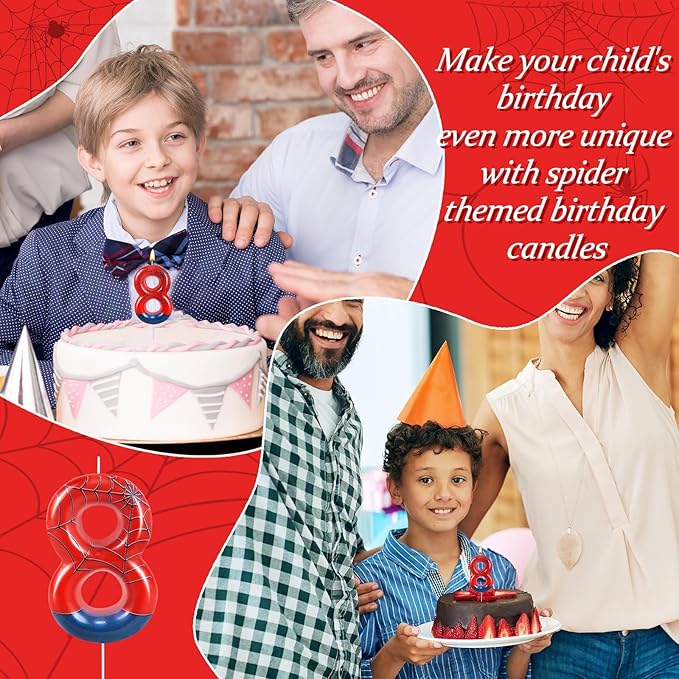 Spider Themed Birthday Candle Number 8 Candle Birthday Cake Candle Party Decoration Cake Topper for Spider Party Decoration Theme Party Supplies (Number 8)