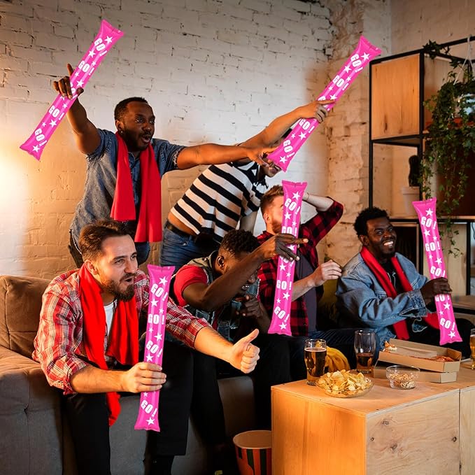 Hungdao 100 Pcs Thunder Sticks Spirit Boom Sticks Cheerleading Football Noise Makers Inflatable Noisemakers for Party Dance Basketball Sporting Event