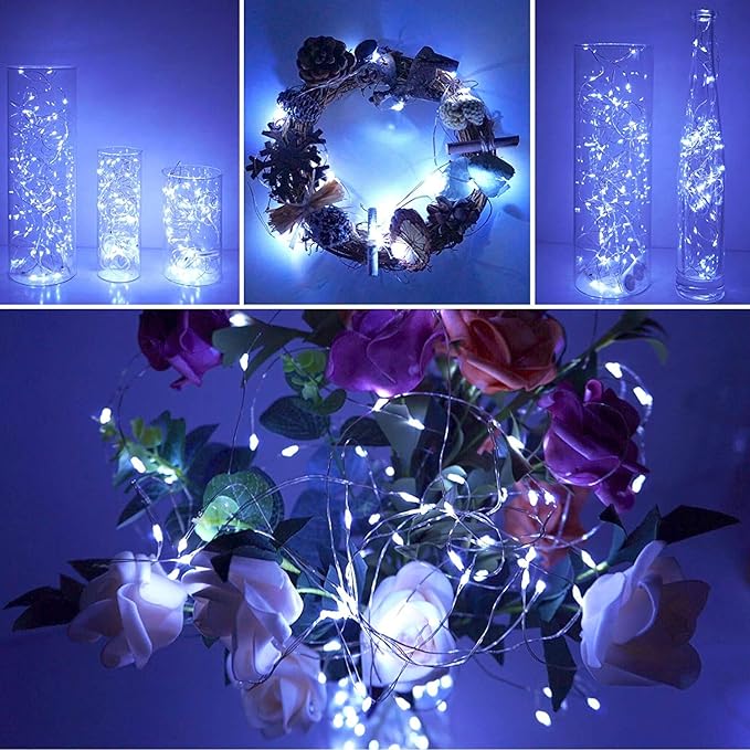ZNYCYE Fairy Lights Battery Operated,24 Packs 9.8FT 30LEDs+ 6 Replacement Batteries Firefly Lights Copper Wire String Lights(NO Timer) for Bedroom Wedding Mason Jar Dorm Decor(Cool White)