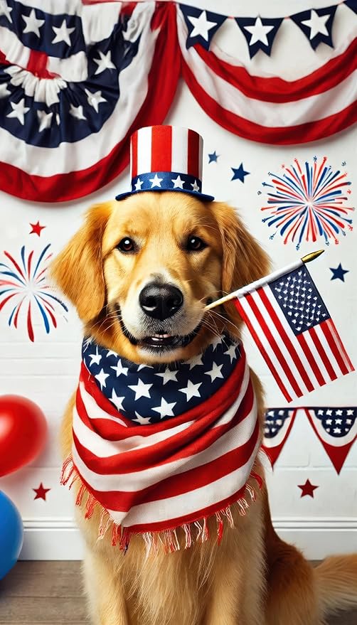 BlissYard Welcome 4th of July Golden Retriever Dog Patriotic Garden Flag America USA Pet Yard Outside Decoration American Flag Outdoor Small Home Decor Double Sided 12 x 18