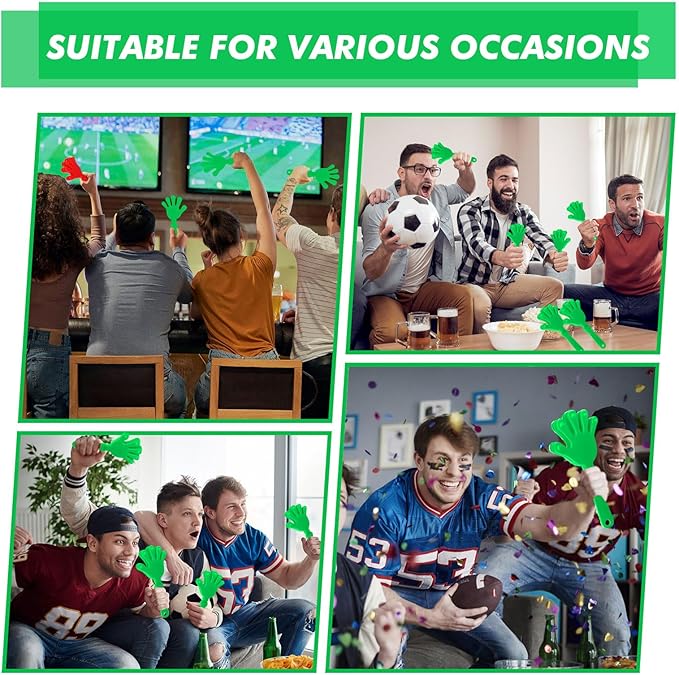 20 Pcs Hand Clappers Noisemakers 7.5 Inch Clappers Noisemakers Plastic Hand Clappers for Birthdays Game Football Sporting Events Cheers Supplies Dance Basketball Football Noisemakers(Green)