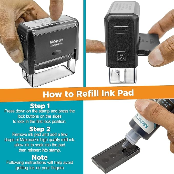 MaxMark Customized Signature Stamp - XX-Large Size -Self-Inking Stamp Customized with Your Signature - Choose from 15 Ink Colors