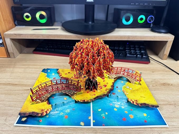 3D Pop Up Greeting Card β Handmade Maple Tree Card for Fall, Thanksgiving, Birthday, Anniversary β Laser Cut Autumn Card with Envelope β Unique Seasonal Gift for Men, Women, Friends, Family