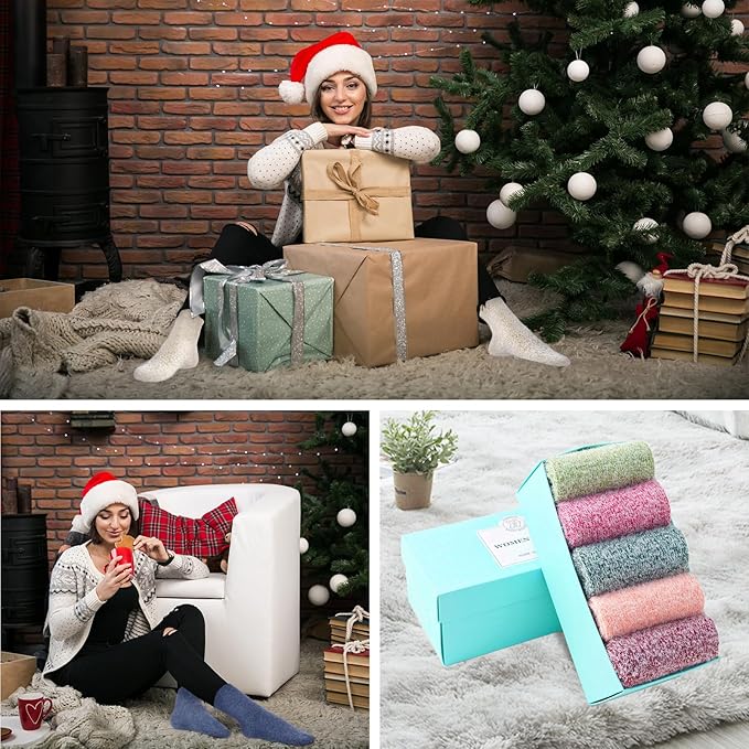 SISOSOCK Fuzzy Cozy Warm Socks for Women-Winter Home Thick Wool Soft Sleeping Socks-Perfect Gifts for Women