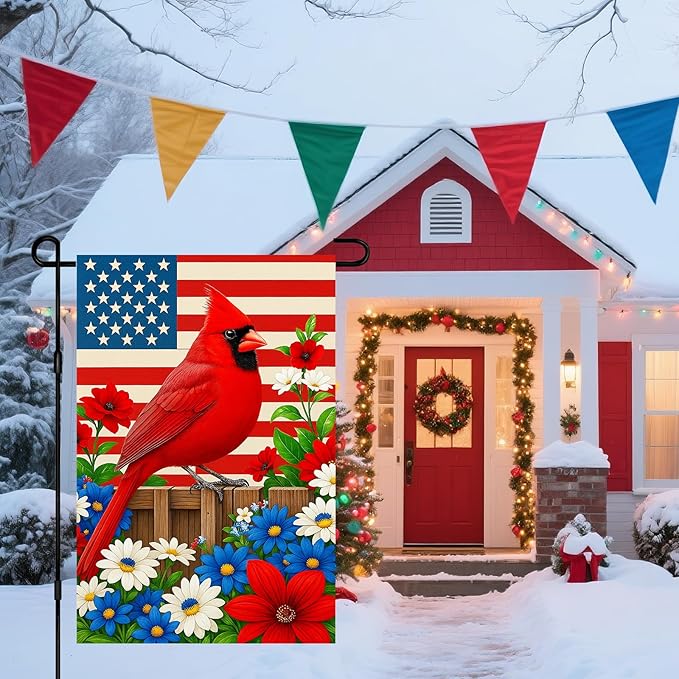 IVN 4th of July Garden Flag 12x18 Inch Double Sided Dog Patriotic Golden Retriever Outdoor Yard Flag for Outside Home Front Door Lawn Porch Patio Welcome Decor