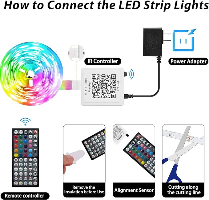 Ledagic 130 ft LED Lights for Bedroom Music Sync RGB LED Strip Lights with APP & Remote Control LED Lights for Room Home Party Christmas Wall Decor (2 Rolls of 65ft)