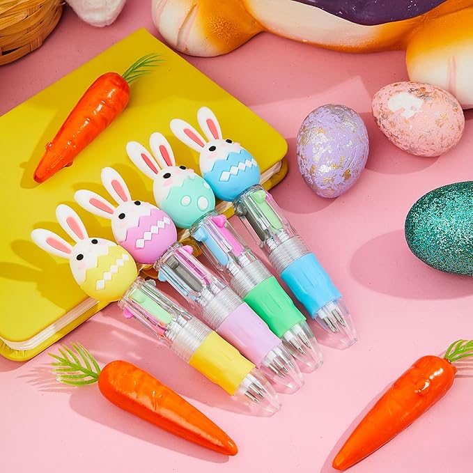 Kosiz 24 Pack Easter Party Favors Pen Multicolor 4 in 1 0.5mm Ballpoint Pen for Office Sport Lover Novelty Easter Gifts Goodie Bags Stuffers