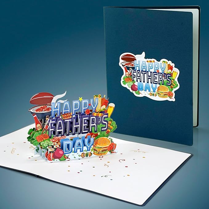 CUTPOPUP Fathers Day Card Pop Up, First Father's Day for Dad, Father in Law, Stepdad, Grandpa, Husband, Son (Happy Father's Day BBQ)