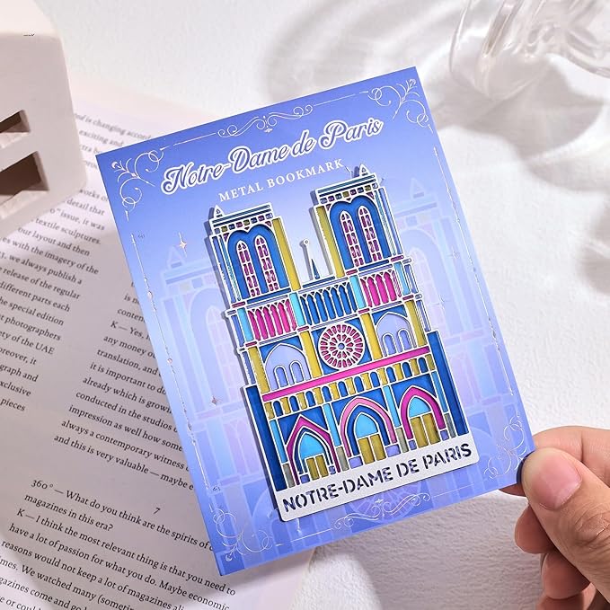 Metal Bookmarks with Transparent Design - Notre Damede Paris Book Mark for Readers, Aesthetic Book Markers for Kids, Teens, Teachers, Students, Gifts for Book Lovers, Writers, Reading Women & Men