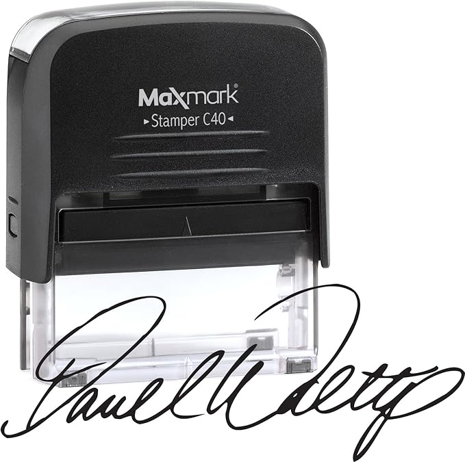 MaxMark Custom Signature Stamp - Large Size Self-Inking Stamp - Customized with Your Signature