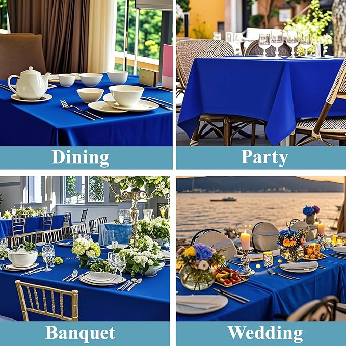 VidaFete Tablecloth 10 Pack 90*132inch Rectangle Table Cloth Polyester, Stain Wrinkle Resistant Polyester Dining Table Cover for Kitchen Dinning Party Wedding Rectangular Buffet Decoration(Royal Blue)