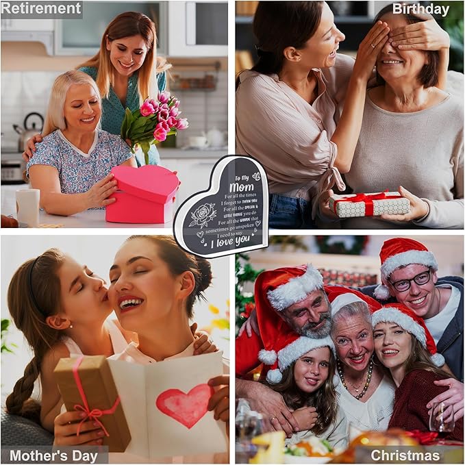 Gifts for Mom from Daughter Son, I Love You Acrylic Block, Birthday, Mother’s Day & Valentine’s Day Gift for Mom