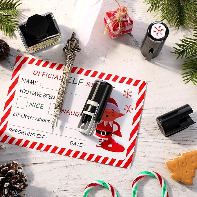 Supervitae 2 Pack Christmas Snowflakes Print Stamps Print Stamper Mini Red Self Inking Stamps for Classroom Party Educational Learning Activities Craft Supplies