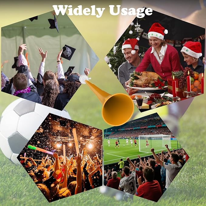 Collapsible Stadium Horn 24 Inch Vuvuzela Noise Makers Plastic Cheering Trumpet Blow Horns Noisemakers for Sporting Events Football Games School Sports Party Supplies Favors Accessories