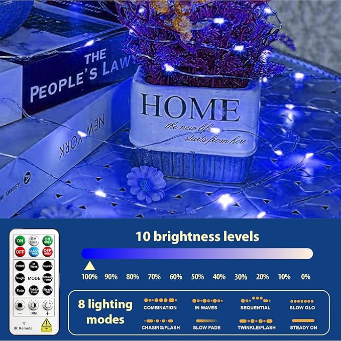 HXWEIYE 6 Pack Rechargeable Fairy Lights Battery Operated with Remote & DIY Timer, 7ft 20LED Mini Twinkle String Light for Mason Jar DIY Wedding Table Centerpieces Party Bedroom Christmas (Blue)