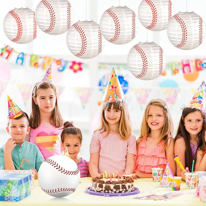 10 Pack Baseball Paper Lanterns Decorations 8 Inch Sport Hanging Paper Lanterns Party Favor Table Centerpiece for Sport Themed Birthday Bar Game World Baseball Classic Party Ceiling Decoration