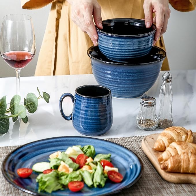 Hasense Small Coffee Mugs 8 oz, Ceramic Cappuccino Cups Set of 4, Espresso Mug with Handle for Latte, Tea, Milk and Mocha, Mini Cups for Gift, Dishwasher & Microwave Safe, Blue