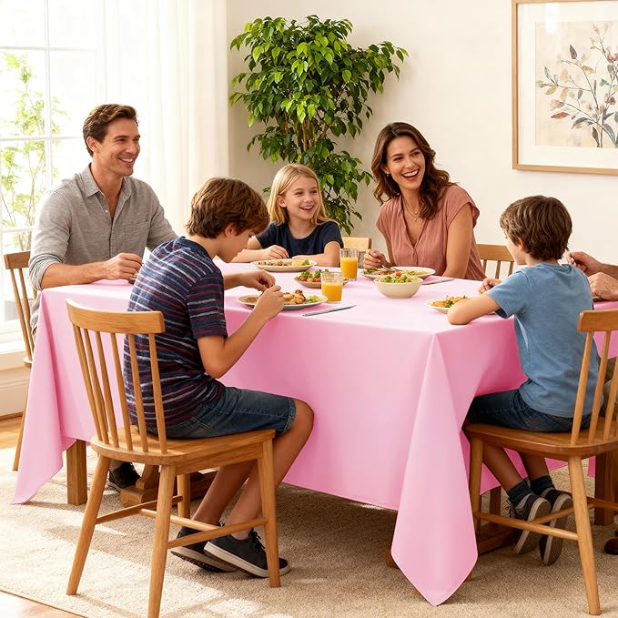 10-Pack Pink Tablecloths for Rectangle Tables, 70 x 120 Inches, Stain-Resistant Polyester Fabric for 6 Foot Tables - Washable Table Covers for Weddings, Banquets, Birthday Parties, Events
