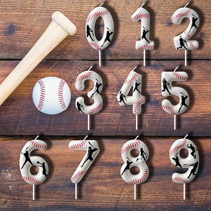 Baseball Birthday Number Candle, Number 12 Candles for Cake Topper, Ideal Birthday Parties Cake Decor, Wedding Anniversary and Other Celebrations (Candle 12)
