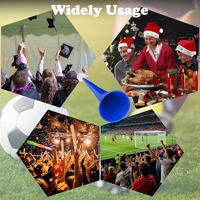 Collapsible Stadium Horn 24 Inch Vuvuzela Noise Makers Plastic Cheering Trumpet Blow Horns Noisemakers for Sporting Events Football Games School Sports Party Supplies Favors Accessories