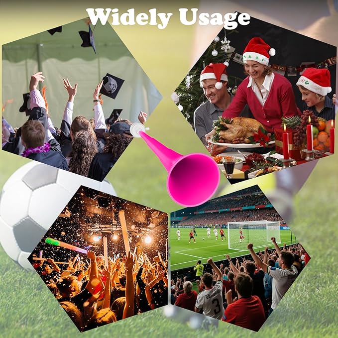 Collapsible Stadium Horn 24 Inch Vuvuzela Noise Makers Plastic Cheering Trumpet Blow Horns Noisemakers for Sporting Events Football Games School Sports Party Supplies Favors Accessories
