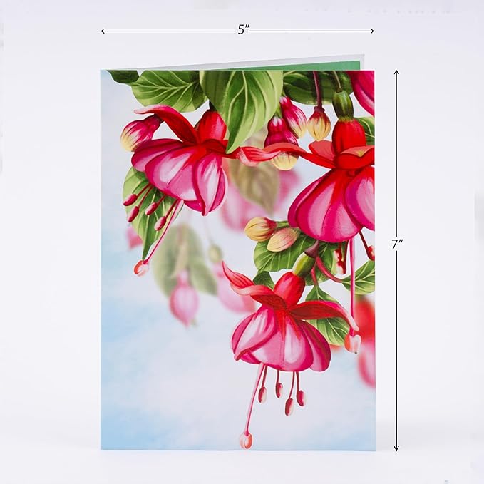 Humming Bird Pop Up Card, Fuchsia, 3D Popup Greeting Cards, Gift For Birthday, Mothers Day, Anniversary, Valentines, Thinking Of You, Thank You, 5x7 - Includes Envelope And Message Note