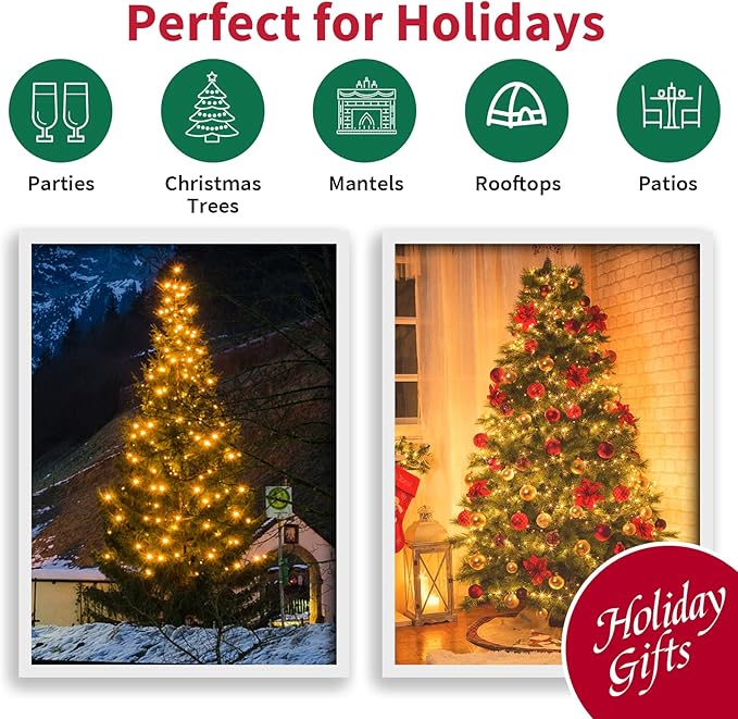 LAMPHOME 100 Count Yellow - String Lights - 21.6FT LED Christmas Lights, Mini led Lights for Indoor Outdoor Home Holiday Party Wedding Independence Day Decoration