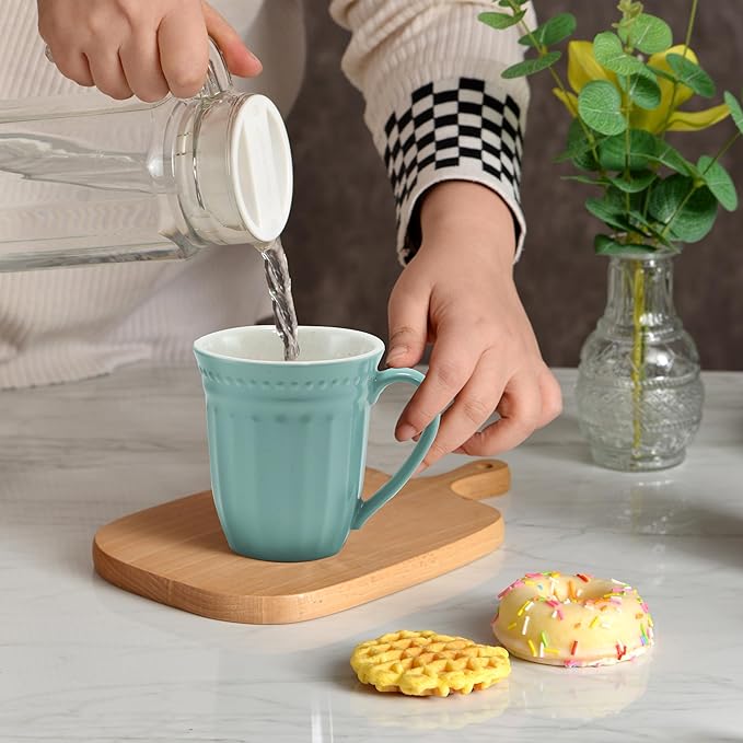 Melamine Coffee Cups of 6, 12oz Camping Mug with Handle, Lightweight and Unbreakable Cups kind to kids, Reusable Mugs Set for Tea, Dishwasher Safe, Ideal for Party RV Gift(AppleGreen)