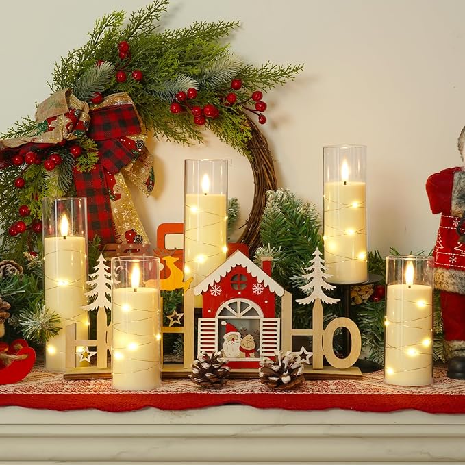 Homemory Ivory Flameless LED Candles with Remote Control & Timer, Battery Operated Star Lights, Fake Candles, Star Lights Set of 5 for Wedding Decor