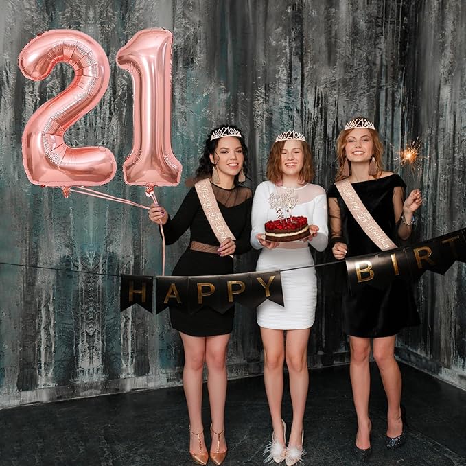 21st Birthday Decorations for Her, Including 21st Birthday Sash and Tiara, Cake Topper, Candles, 21 Year Old Gifts for Her