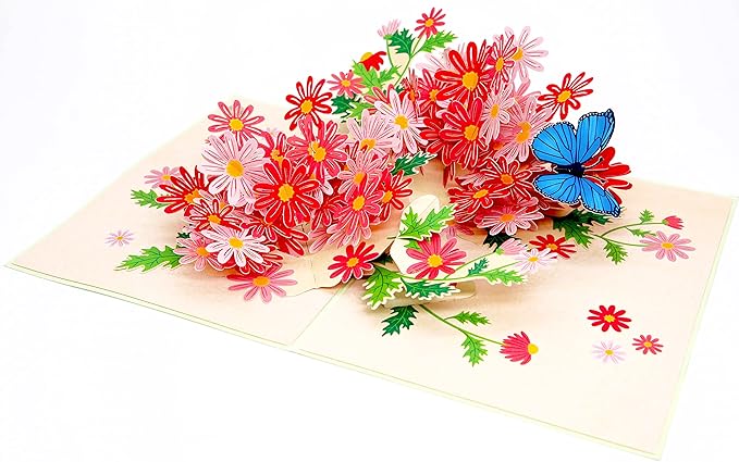 PopLife Colorful Marguerite Daisy Flowers 3D Pop Up Card - Mother's Day, Birthday Card, Anniversary, Thank You, Congratulations, Valentine's - For Mom, Daughter, Wife, Grandma, Step-Mom, Girlfriend