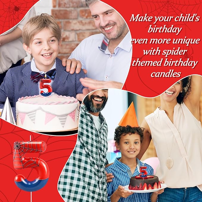 Spider Themed Birthday Candle Number 5 Candle Birthday Cake Candle Party Decoration Cake Topper for Spider Party Decoration Theme Party Supplies (Number 5)
