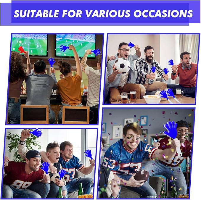 12 Pcs Hand Clappers Noisemakers 7.5 Inch Clappers Noisemakers Plastic Hand Clappers for Birthdays Game Football Sporting Events Cheers Supplies Dance Basketball Football Noisemakers (Blue and White)