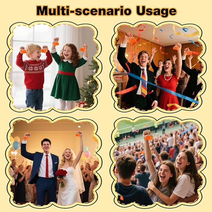 6PCS Metal Cow Bells Noisemakers, 3 Inch Loud Cow Bell Noise Makers for Sporting Events Party Favors with Handles, Great for Football Competitions, Sports Games, Celebration Parties (Orange)