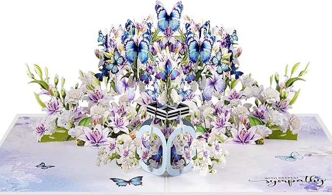 Butterflies Bottle Pop Up Sympathy Cards with Envelopes, Sorry for Your Loss Card, Religious Pop Up Sympathy for Loss of Loved one, Mother, Father, Husband (Butterflies Bottle)