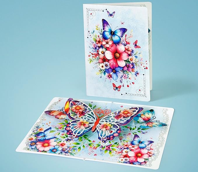 CUTPOPUP Birthday Day Card Pop Up, 3D Birthday Greeting, Mother's Day Card for Women, Mom, Wife, Grandma, Daughter (Butterfly)
