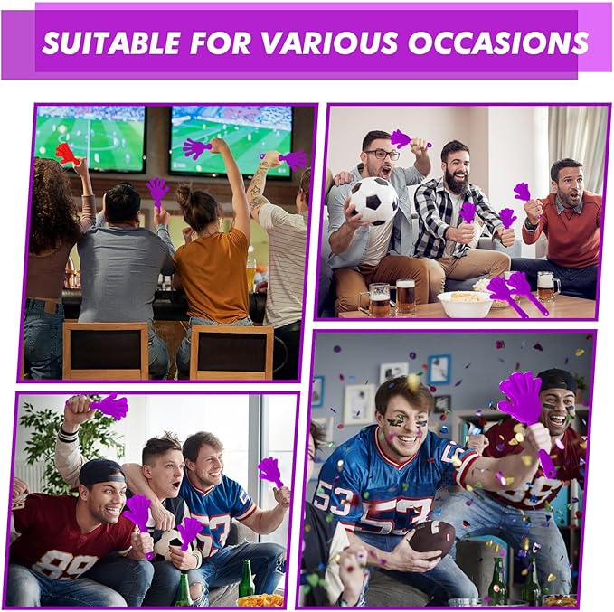20 Pcs Hand Clappers Noisemakers 7.5 Inch Clappers Noisemakers Plastic Hand Clappers for Birthdays Game Football Sporting Events Cheers Supplies Dance Basketball Football Noisemakers(Purple)