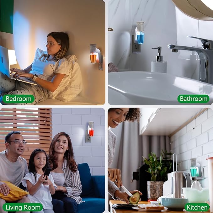 Saillong Wall Fragrance Plug in with Night Light Compatible with Bath and Body Works WallFlower Fragrance, with Rotary Plug Design Essential Oil Diffuser Plug for Home, Office (2 Pack)