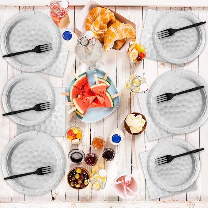 Qyeahkj 50 Guests Golf Party Plates Napkins Supplies Golf Birthday Decorations Disposable Paper Dinnerware Tableware Set Sport Ball Party Decoration Favors For Kids, 200 Pieces