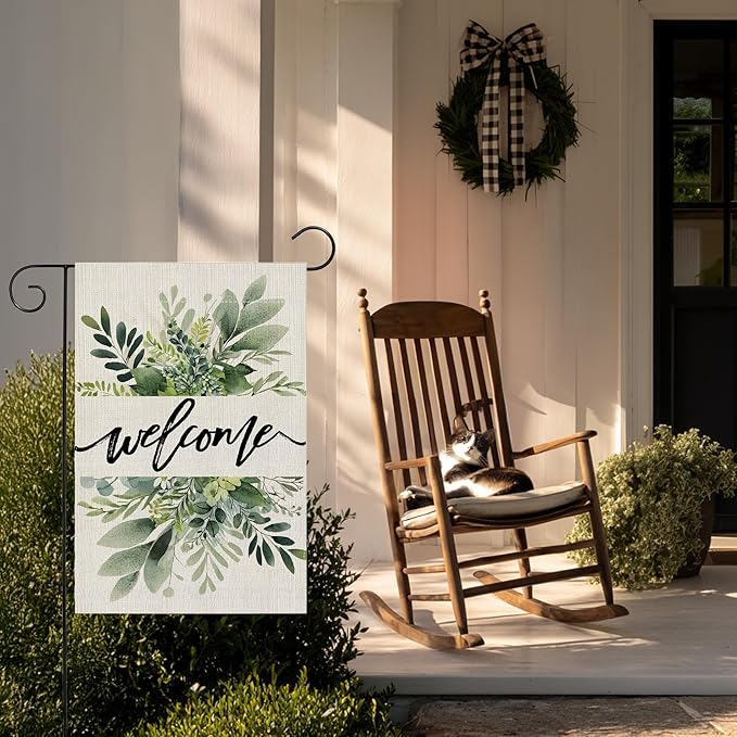 Garden Flags, Welcome Garden Flag, Bee Sunflower Flag Double-Sided Flags for Farmhouse Yard Outdoor-12 x 18inch (WELCOME)