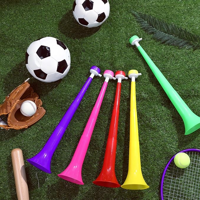 6 Pieces Stadium Horn, 21 Inch Collapsible Vuvuzela Trumpet for Sporting Events Football Carnival Party Supplies, Purple