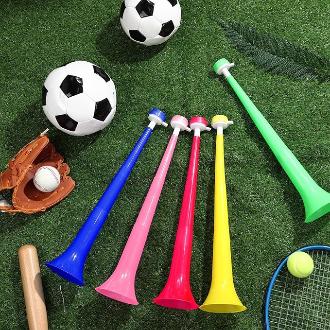 6 Pieces Stadium Horn Noisemakers for Adult, 21 Inch Vuvuzela Plastic Trumpet for Adult Sporting Events Football Carnival Party Supplies, Pink