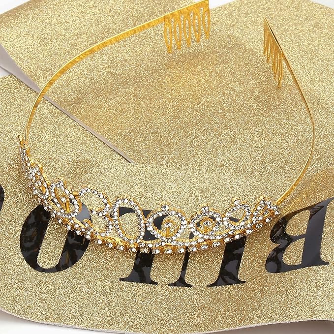 30th Birthday Celebration Set: Gold Sash, Tiara, and Decorations for Her Fabulous Milestone