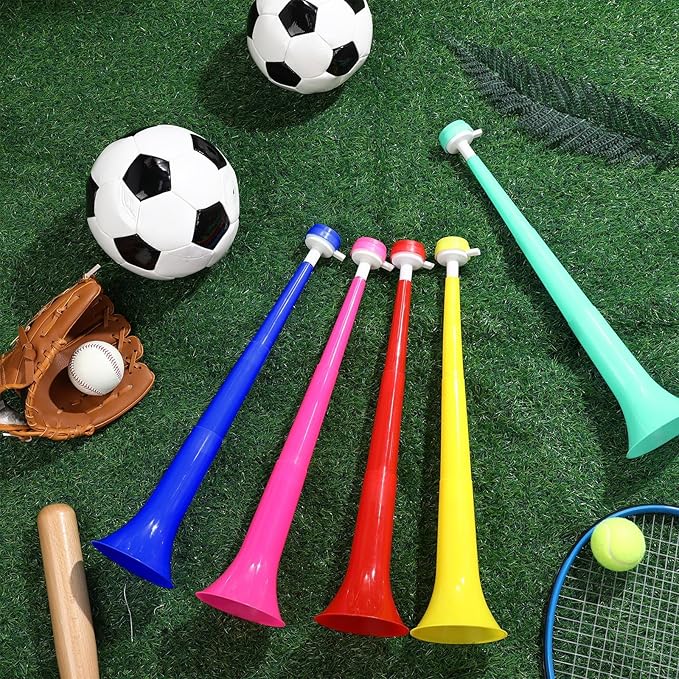 6 Pieces Stadium Horn Noisemakers for Adult, 21 Inch Vuvuzela Plastic Trumpet, Light Green